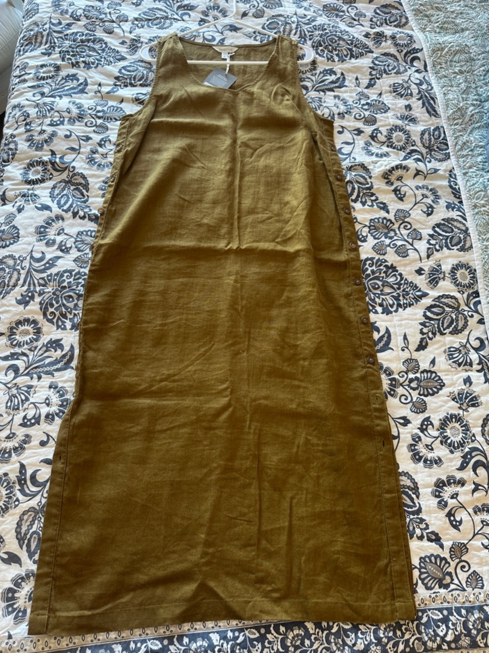 Garnet Hill Olive Green Linen Maxi Dress